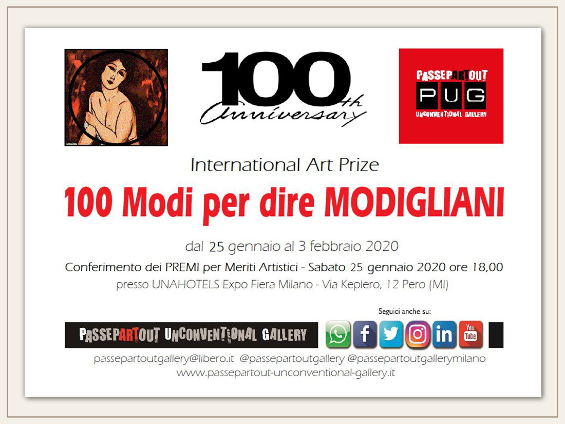 Premio Modigliani 2020 perl 'Arte Contemporanea